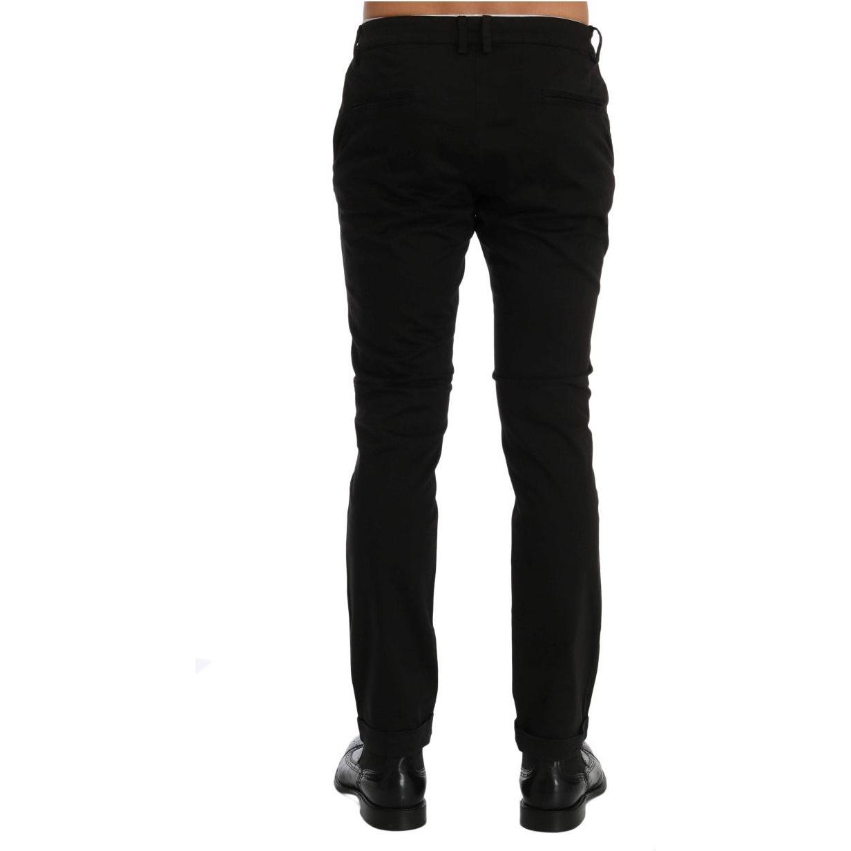 Costume National Chic Black Slim Fit Cotton Stretch Pants Jeans & Pants Costume National Black