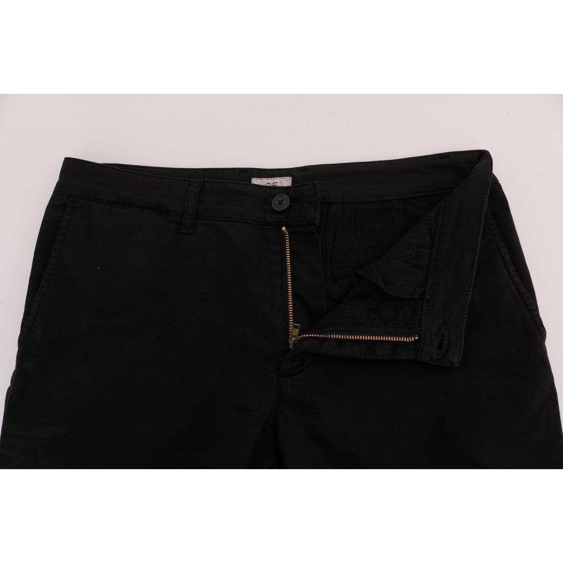 GF Ferre Elegant Slim Fit Black Cotton Trousers Jeans & Pants GF Ferre Black