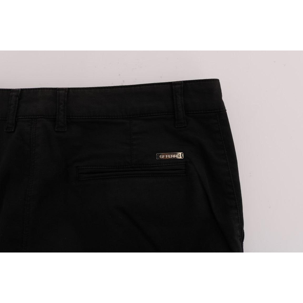 GF Ferre Elegant Slim Fit Black Cotton Trousers Jeans & Pants GF Ferre Black