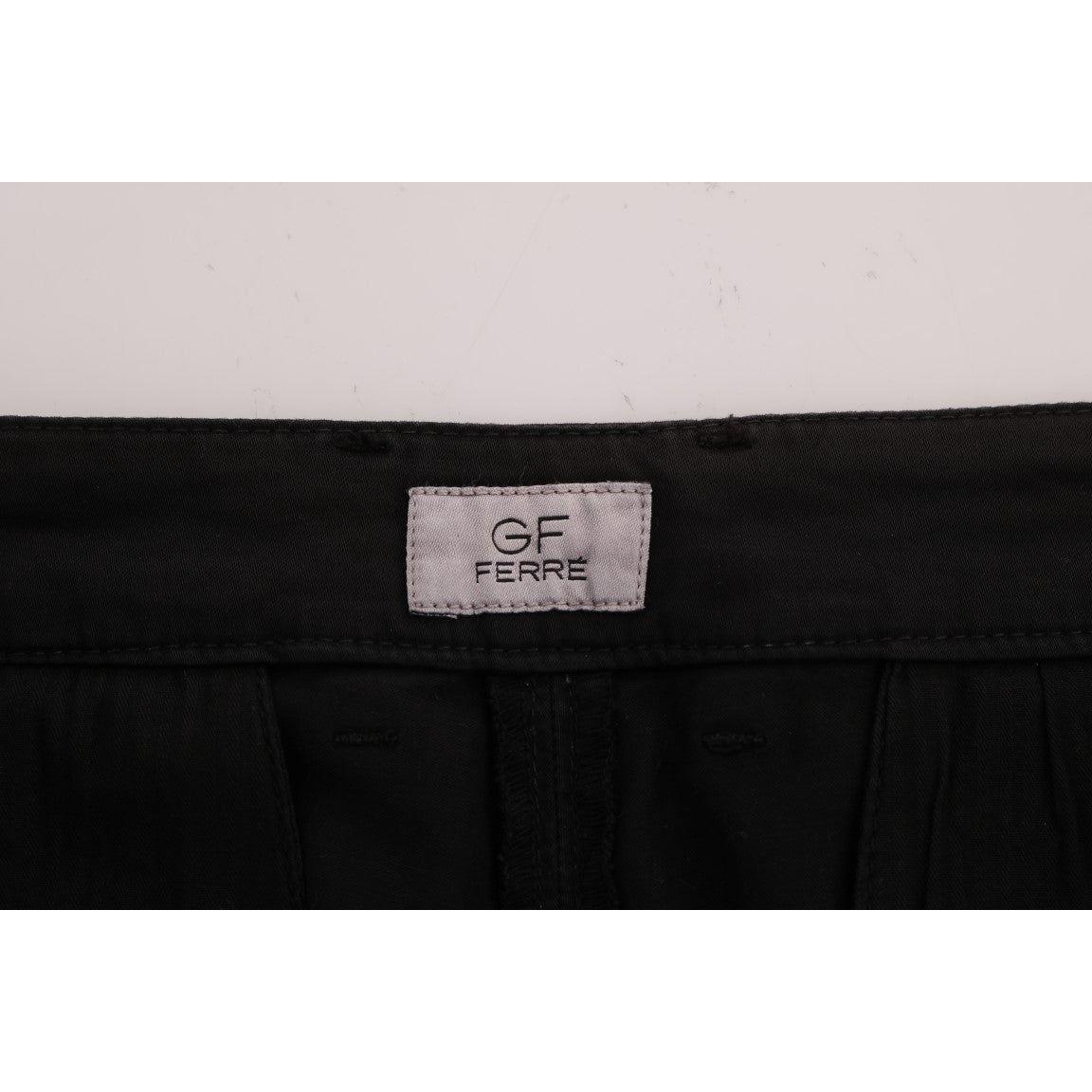 GF Ferre Elegant Slim Fit Black Cotton Trousers Jeans & Pants GF Ferre Black