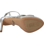 Prada Silver Leather Sandals Ankle Strap Heels Stiletto LA10140- 38.5