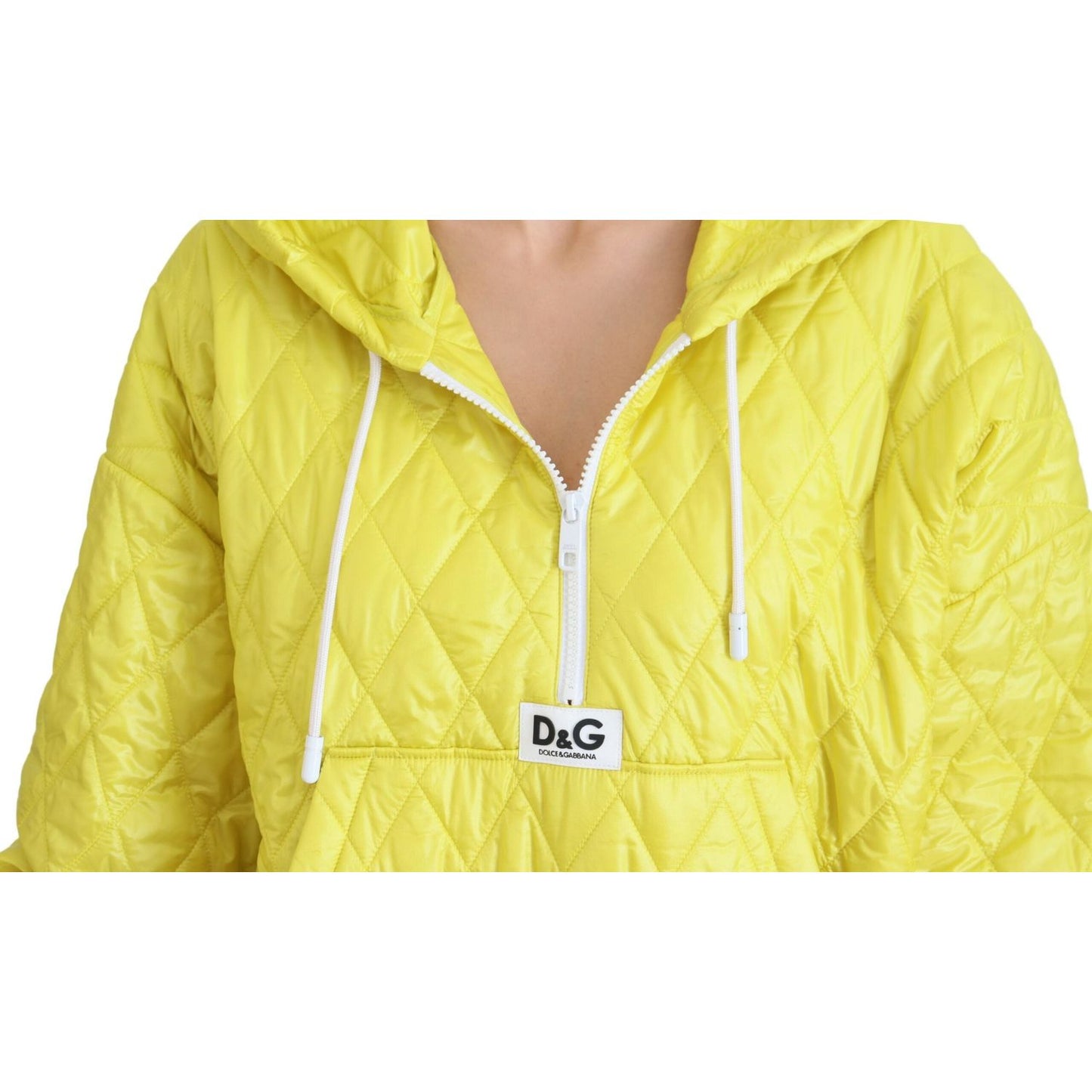 Dolce & Gabbana Yellow Nylon Quilted Hooded Pullover Jacket TSH83715- 40