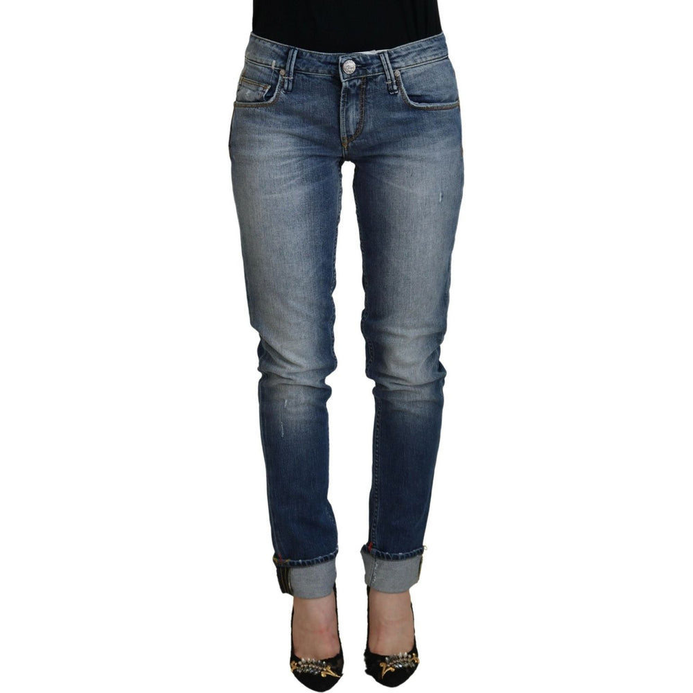 Acht Blue Washed Cotton Low Waist Women Casual Jeans PAN74069- 26