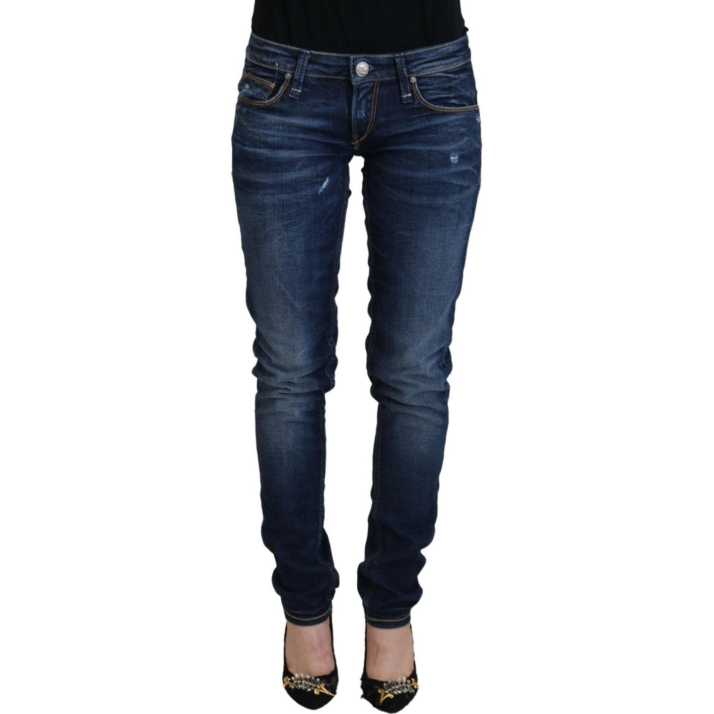 Acht Blue Washed Cotton Low Waist Women Casual Jeans PAN74073- 26