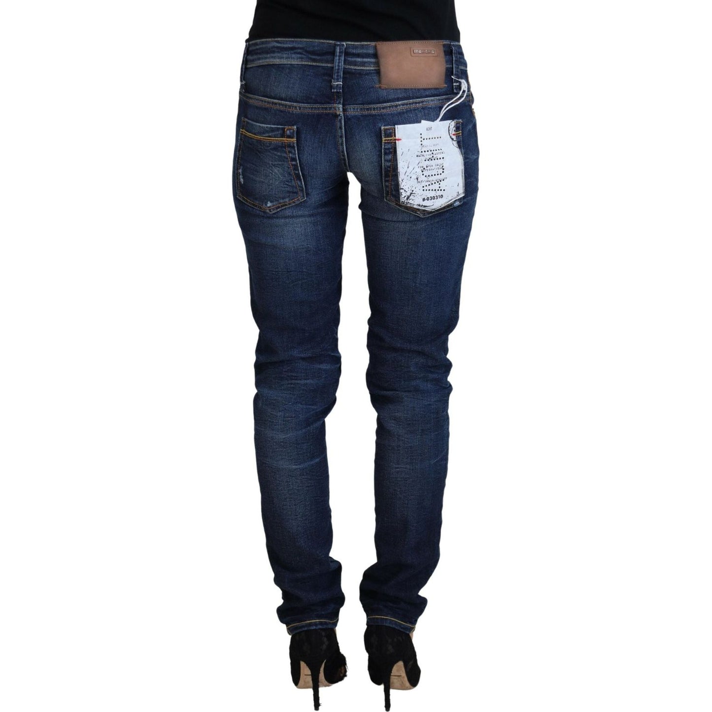 Acht Blue Washed Cotton Low Waist Women Casual Jeans PAN74073- 26