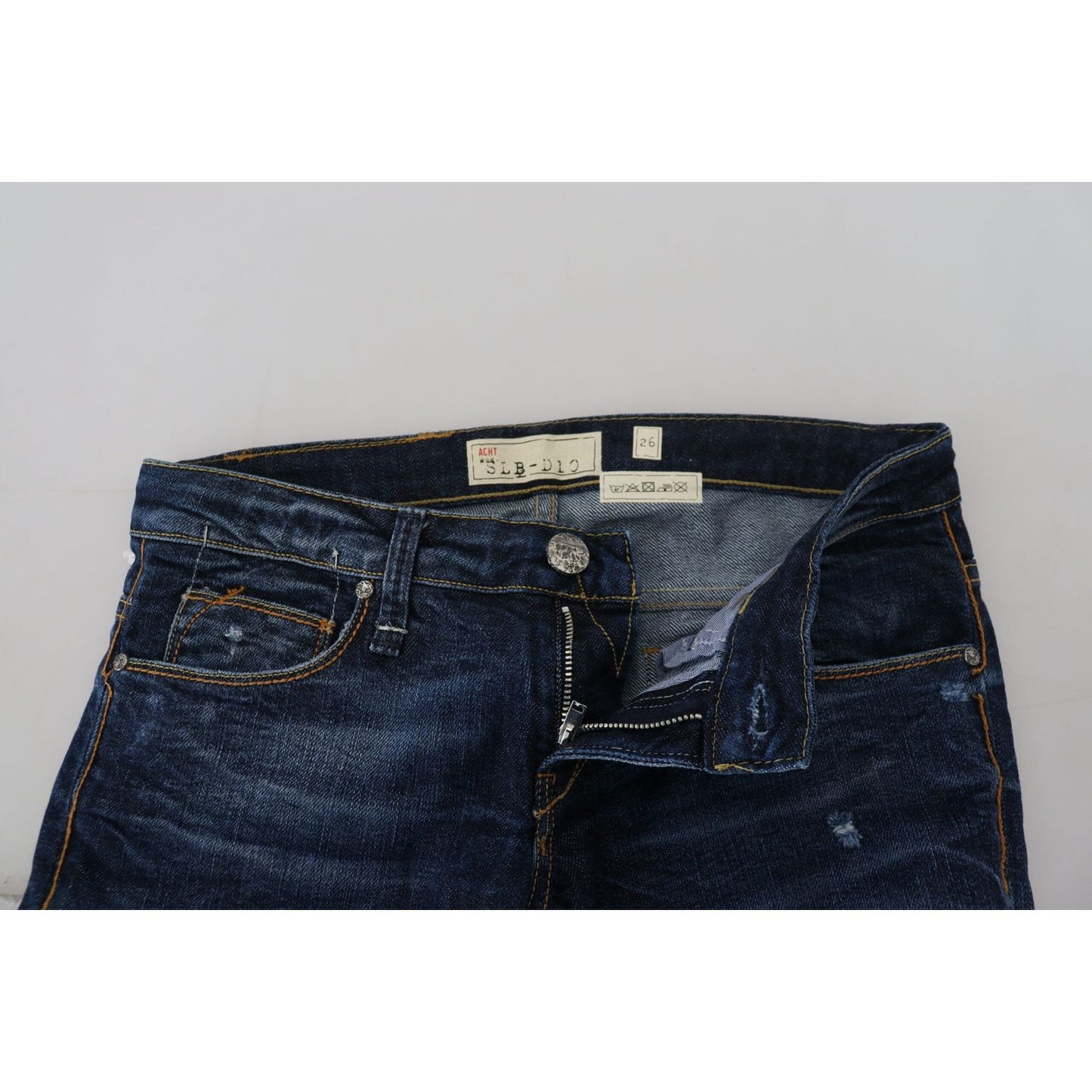Acht Blue Washed Cotton Low Waist Women Casual Jeans PAN74073- 26