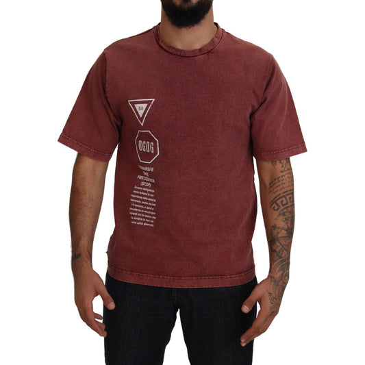 Dolce & Gabbana Maroon Print Round Neck Short Sleeves T-shirt