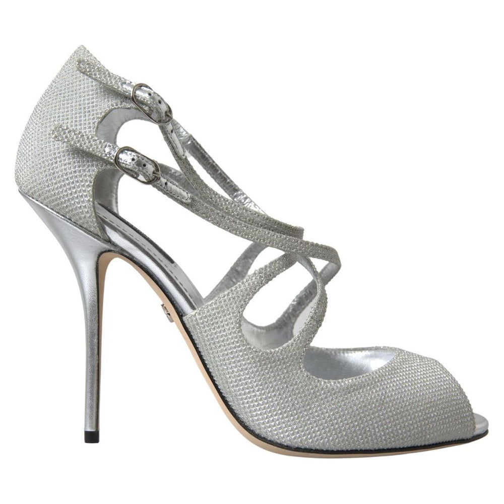 Dolce & Gabbana Silver Shimmers Sandals Heel Pumps Shoes LA10376-40