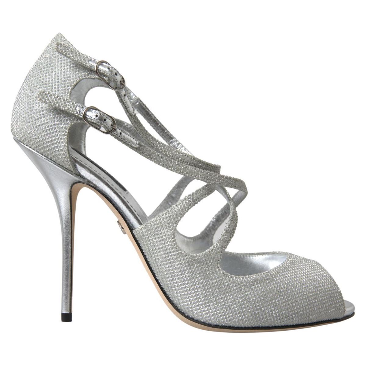 Dolce & Gabbana Silver Shimmers Sandals Heel Pumps Shoes LA10376-40