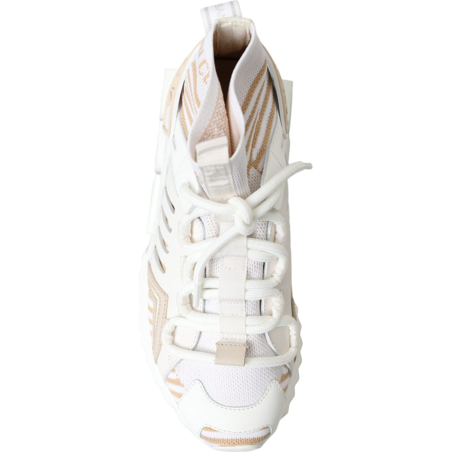Dolce & Gabbana White Beige Sorrento Socks Sneakers Shoes LA10217-37