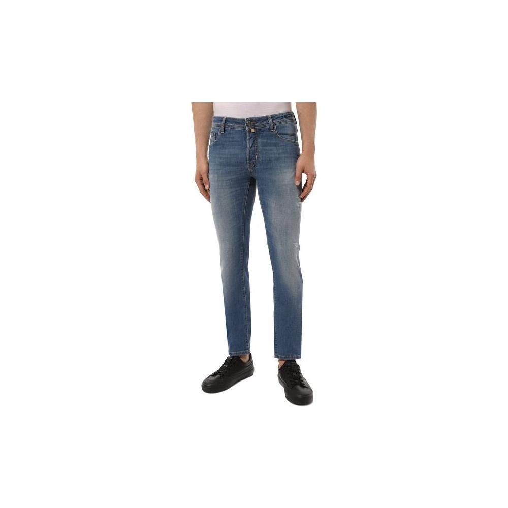 Jacob Cohen Light Blue Cotton Men Jeans with Stretch Fit