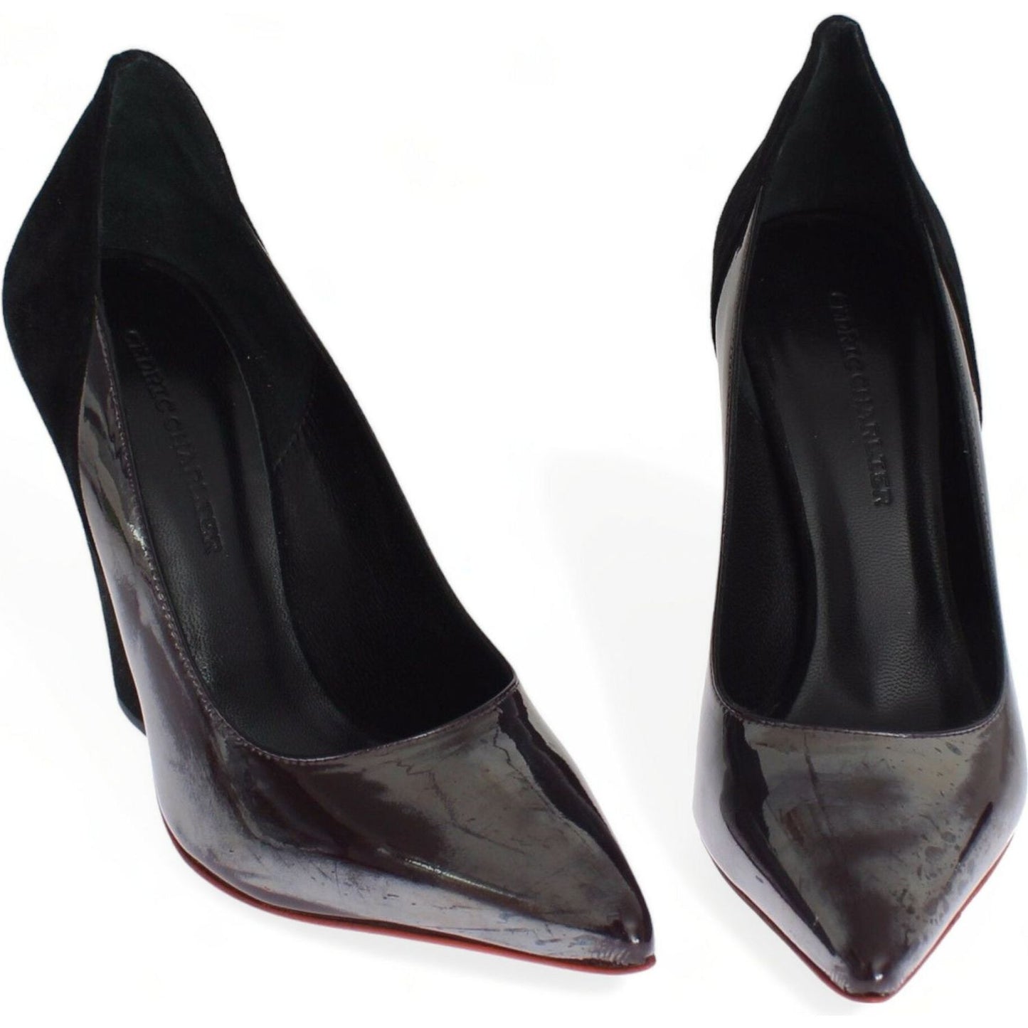 Cédric Charlier Chic Metallic Gray Leather Pumps Cédric Charlier Black
