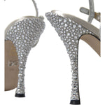 Dolce & Gabbana Silver Crystal Ankle Strap Sandals Shoes LA10368-39