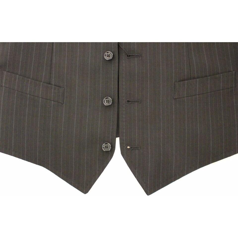 Dolce & Gabbana Elegant Striped Wool Dress Vest Dolce & Gabbana Dark Slate Gray