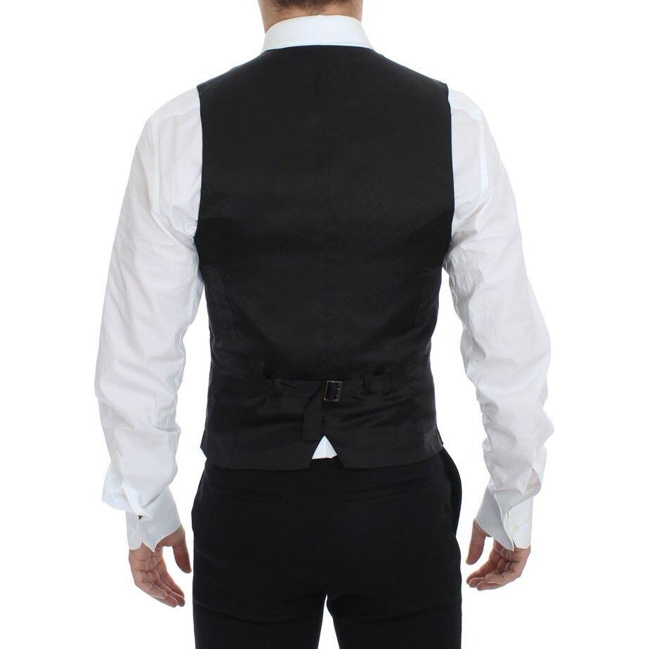 Dolce & Gabbana Elegant Striped Wool Dress Vest Dolce & Gabbana Black