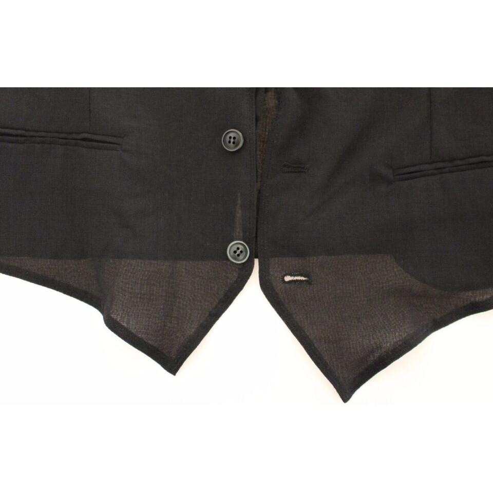 Dolce & Gabbana Elegant Black Wool Dress Vest Dolce & Gabbana Dark Slate Gray