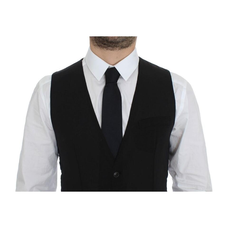 Dolce & Gabbana Elegant Black Wool Dress Vest Dolce & Gabbana Black