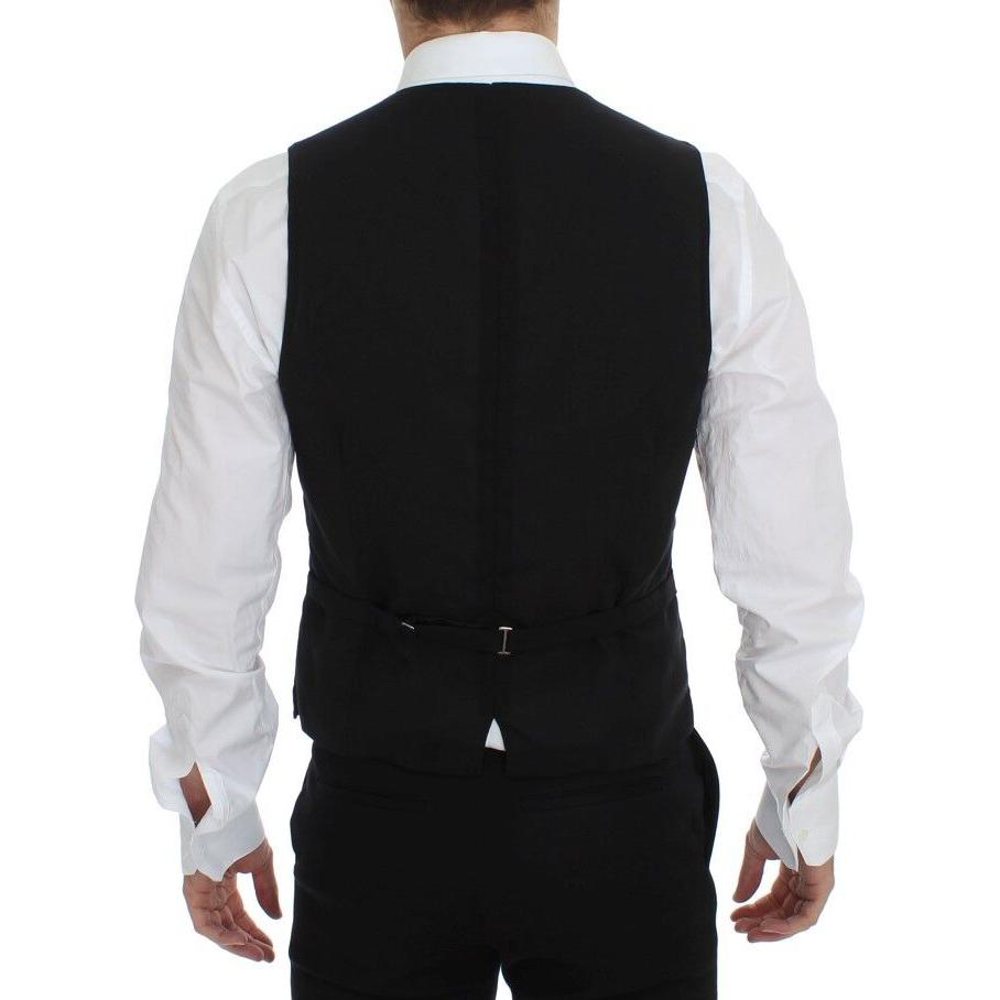 Dolce & Gabbana Elegant Black Wool Dress Vest Dolce & Gabbana Black