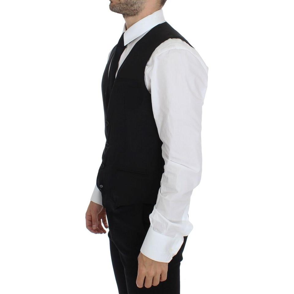 Dolce & Gabbana Elegant Black Wool Dress Vest Dolce & Gabbana Black