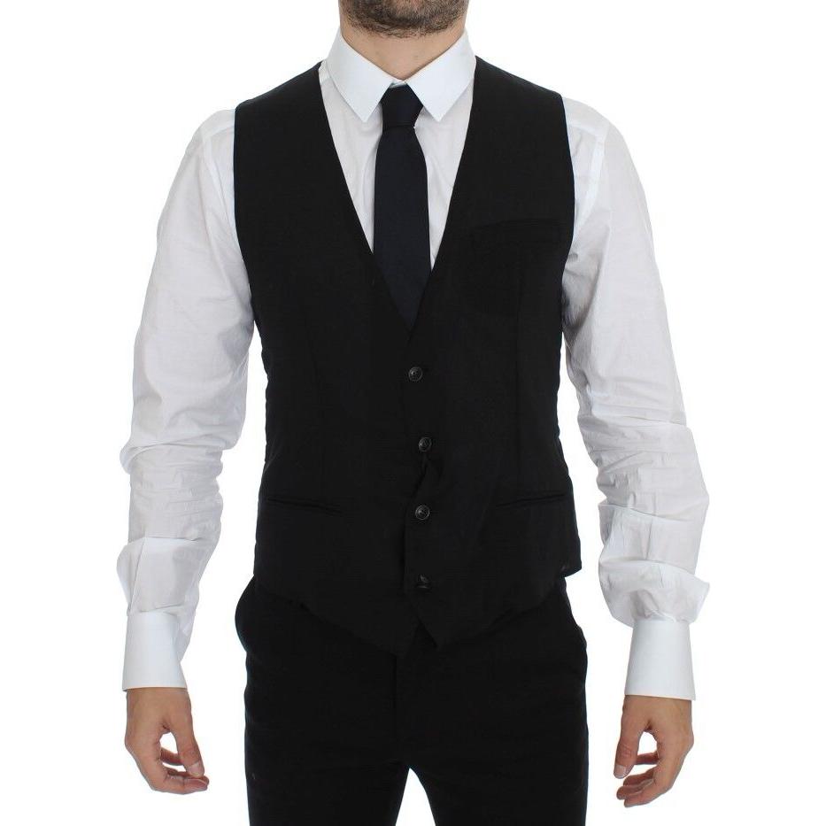 Dolce & Gabbana Elegant Black Wool Dress Vest Dolce & Gabbana Black