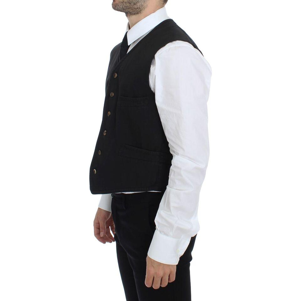 Dolce & Gabbana Elegant Black Cotton Blend Dress Vest Dolce & Gabbana Black