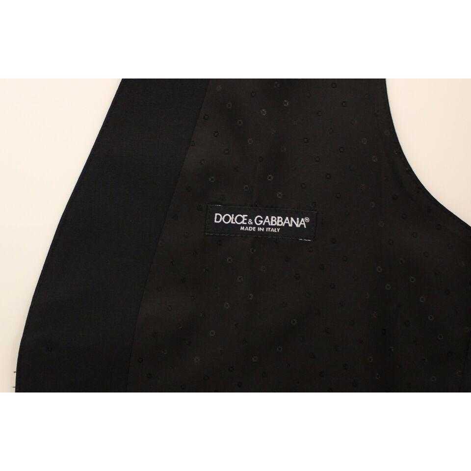Dolce & Gabbana Elegant Silk-Wool Black Dress Vest Dolce & Gabbana Antique White