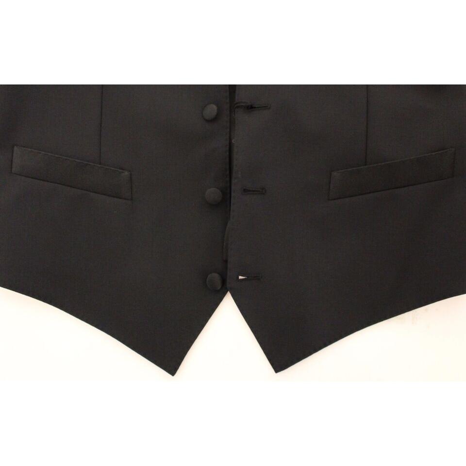 Dolce & Gabbana Elegant Silk-Wool Black Dress Vest Dolce & Gabbana Dark Slate Gray
