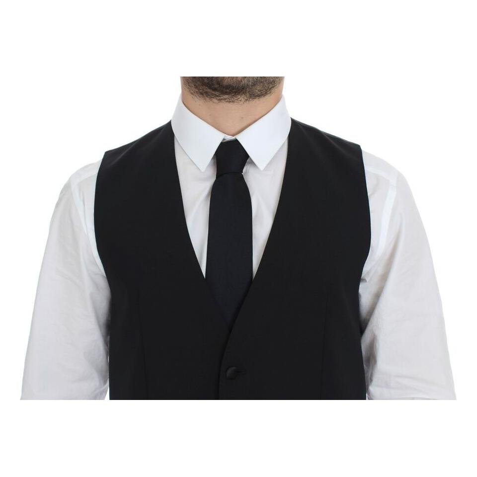 Dolce & Gabbana Elegant Silk-Wool Black Dress Vest Dolce & Gabbana Black