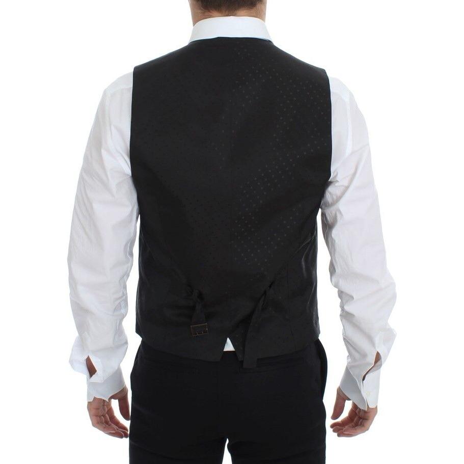 Dolce & Gabbana Elegant Silk-Wool Black Dress Vest Dolce & Gabbana Black