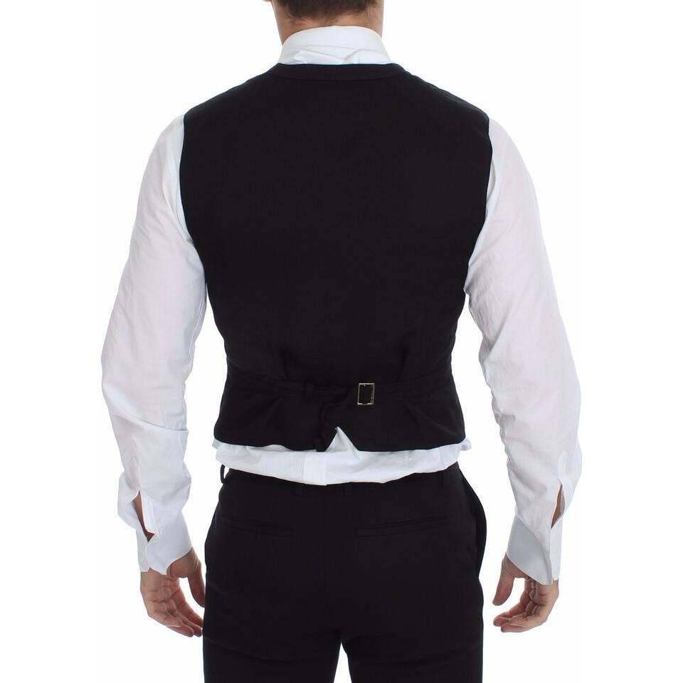 Dolce & Gabbana Elegant Black Cotton Blend Dress Vest Dolce & Gabbana Black