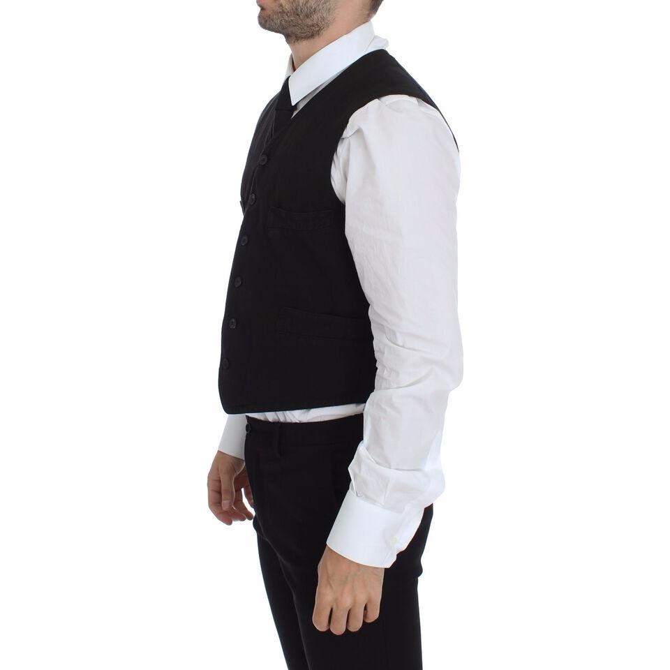 Dolce & Gabbana Elegant Black Cotton Blend Dress Vest Dolce & Gabbana Black