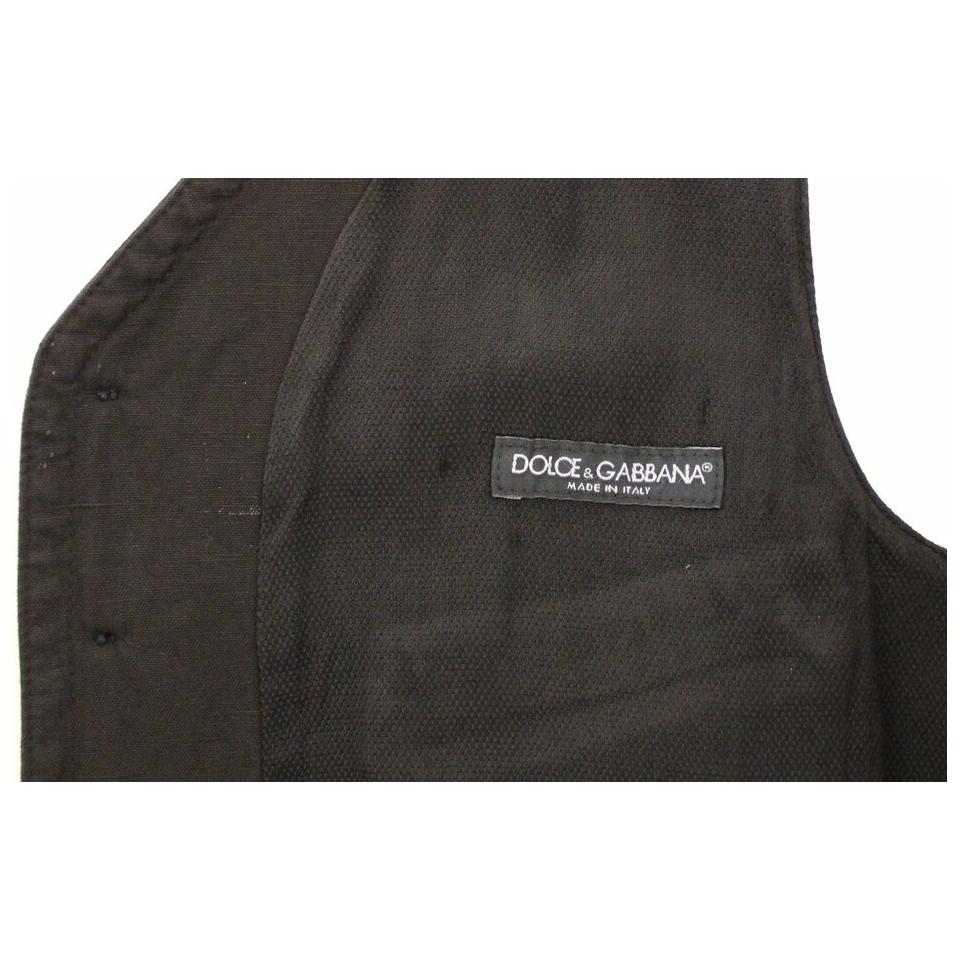 Dolce & Gabbana Elegant Black Cotton Blend Dress Vest Dolce & Gabbana Dark Slate Gray