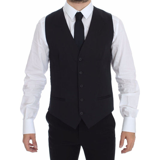 Dolce & Gabbana Blue Cotton Stretch Dress Vest Blazer