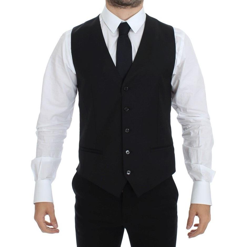 Dolce & Gabbana Elegant Black Wool Silk Dress Vest Dolce & Gabbana Black