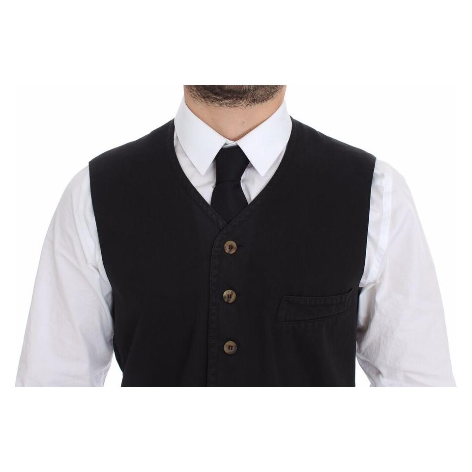 Dolce & Gabbana Elegant Black Dress Vest Dolce & Gabbana Black