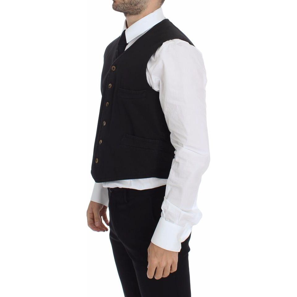 Dolce & Gabbana Elegant Black Dress Vest Dolce & Gabbana Black