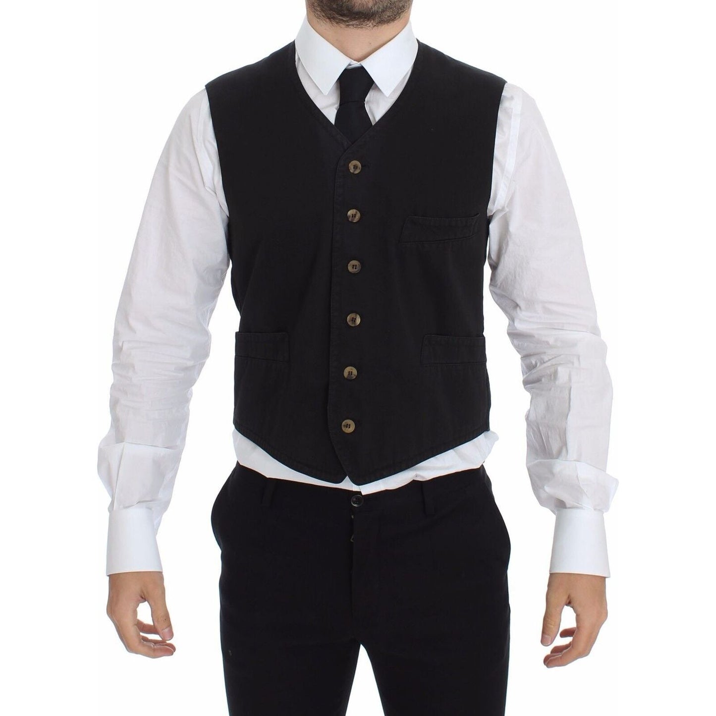 Dolce & Gabbana Elegant Black Dress Vest Dolce & Gabbana Black