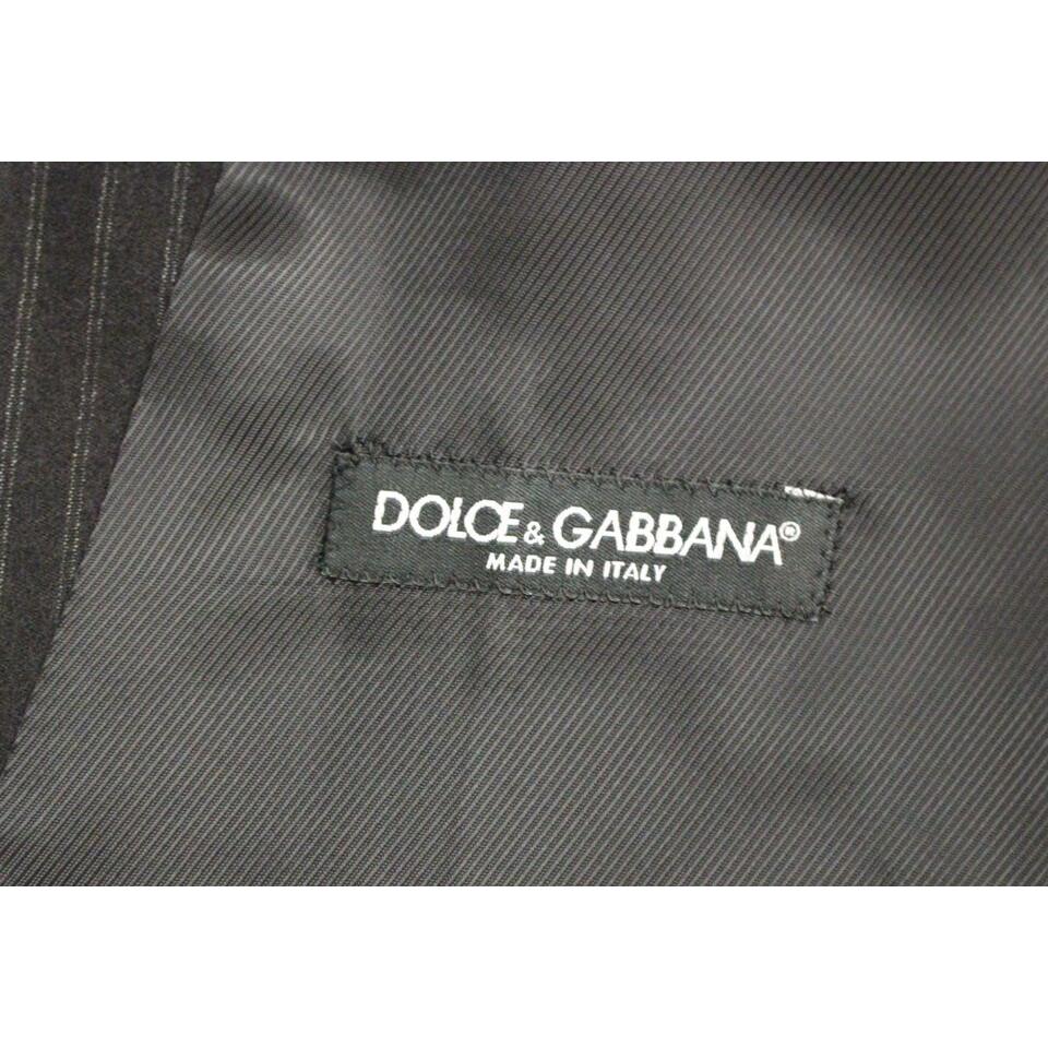 Dolce & Gabbana Elegant Black Striped Wool Dress Vest Dolce & Gabbana Dim Gray