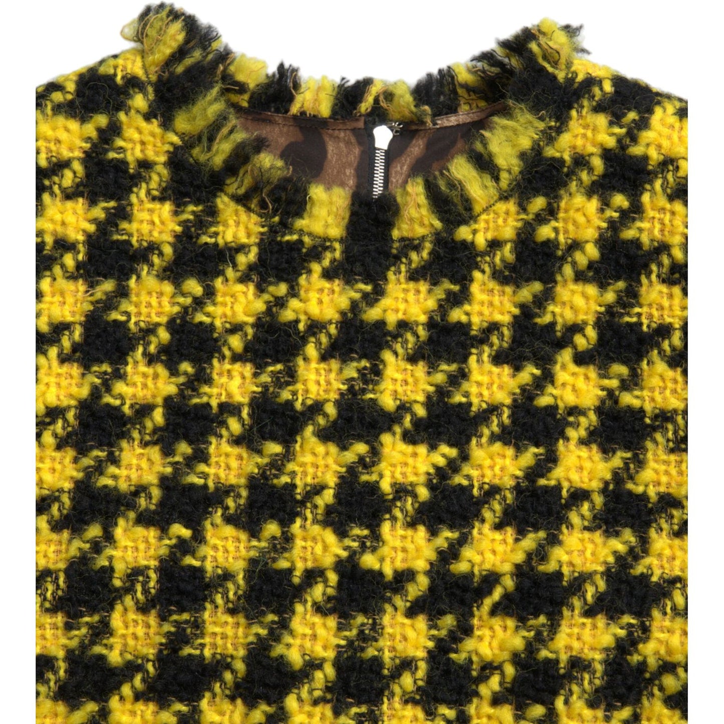 Dolce & Gabbana Yellow Houndstooth Sleeveless Aline Mini Dress DR28964-40