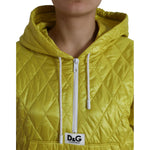 Dolce & Gabbana Yellow Nylon Quilted Hooded Pullover Jacket JKT3734-40