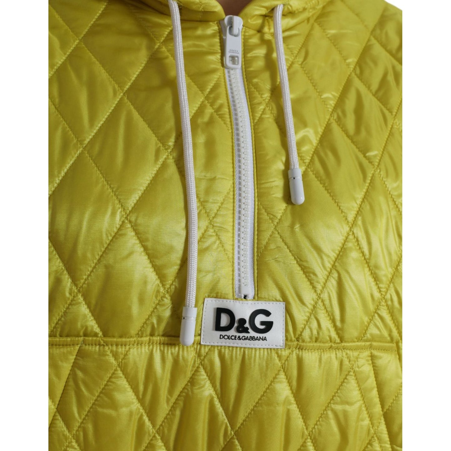 Dolce & Gabbana Yellow Nylon Quilted Hooded Pullover Jacket JKT3734-40