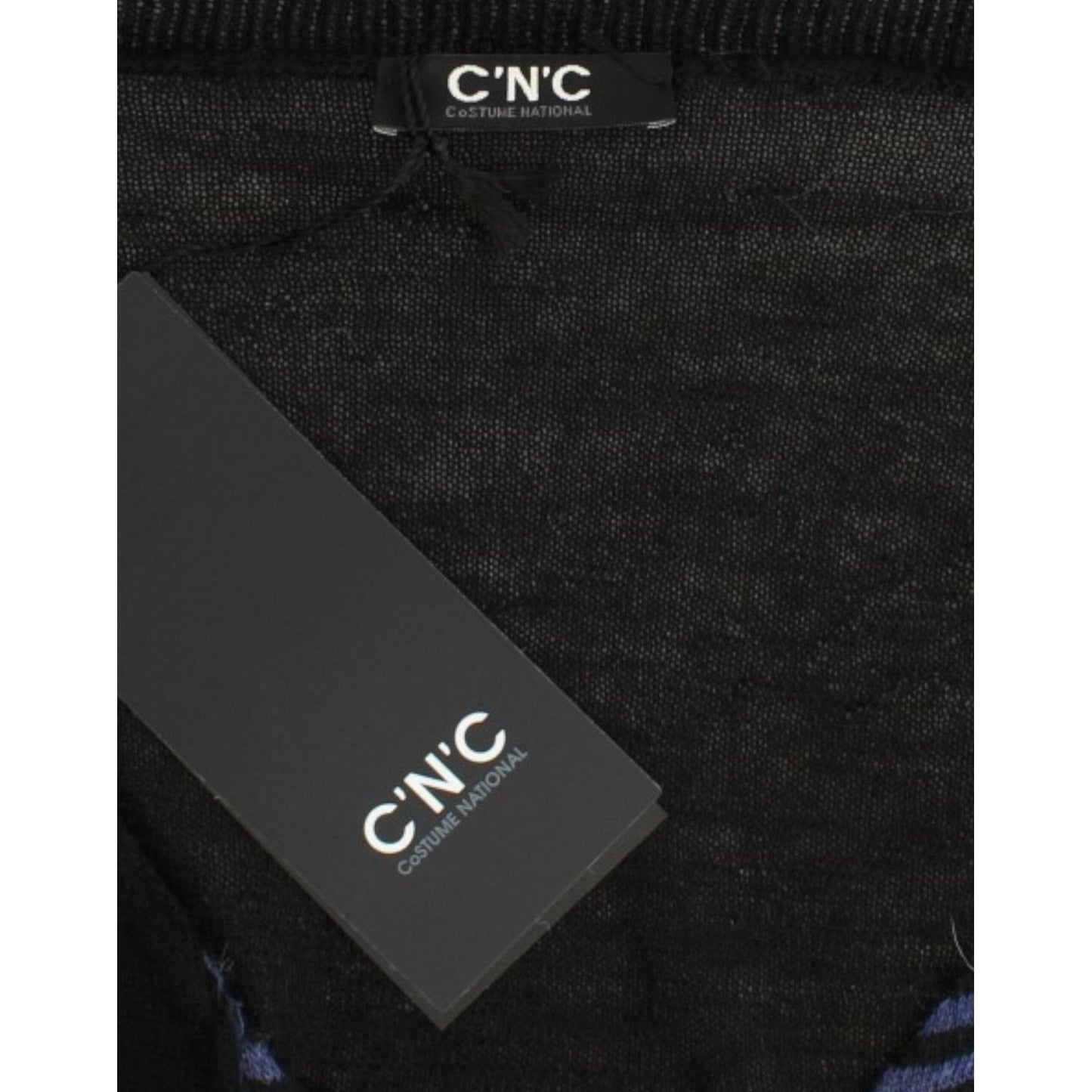 Costume National Black striped V-neck sweater