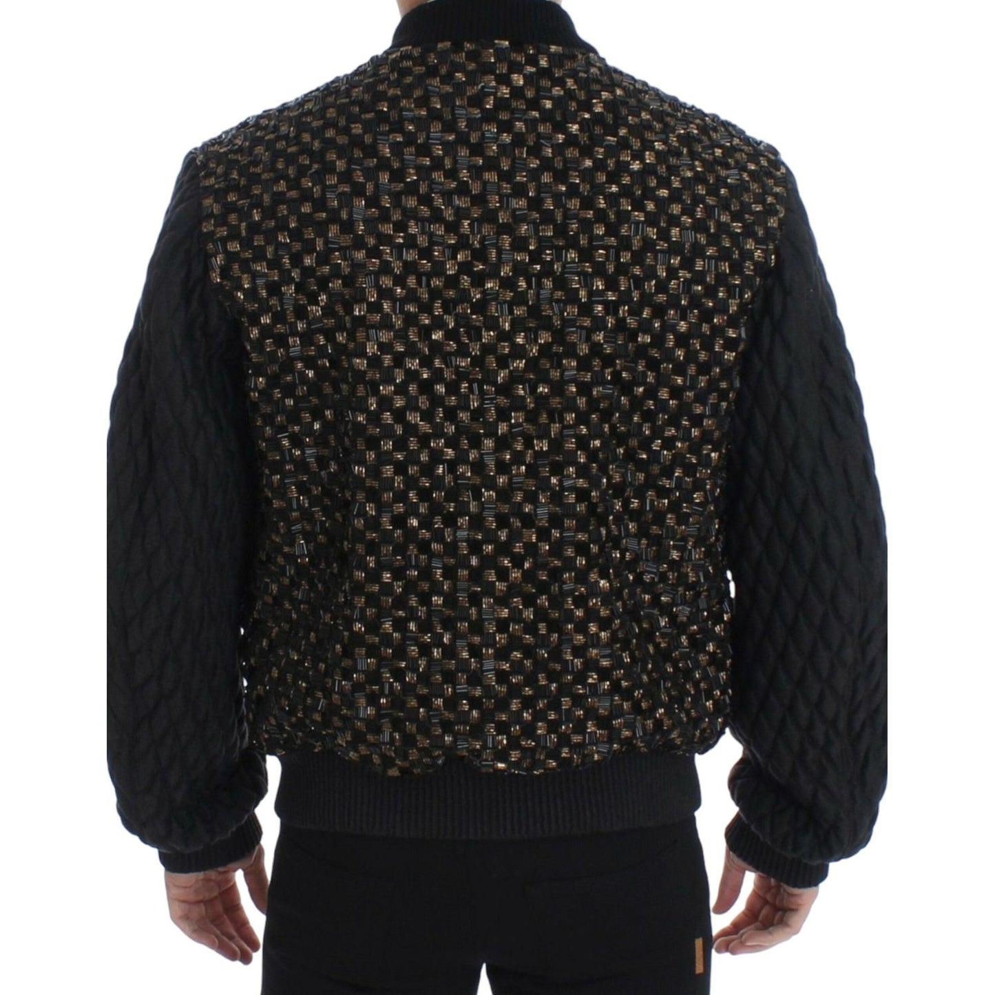 Dolce & Gabbana Elegant Black Sequined Designer Jacket Coats & Jackets Dolce & Gabbana Black