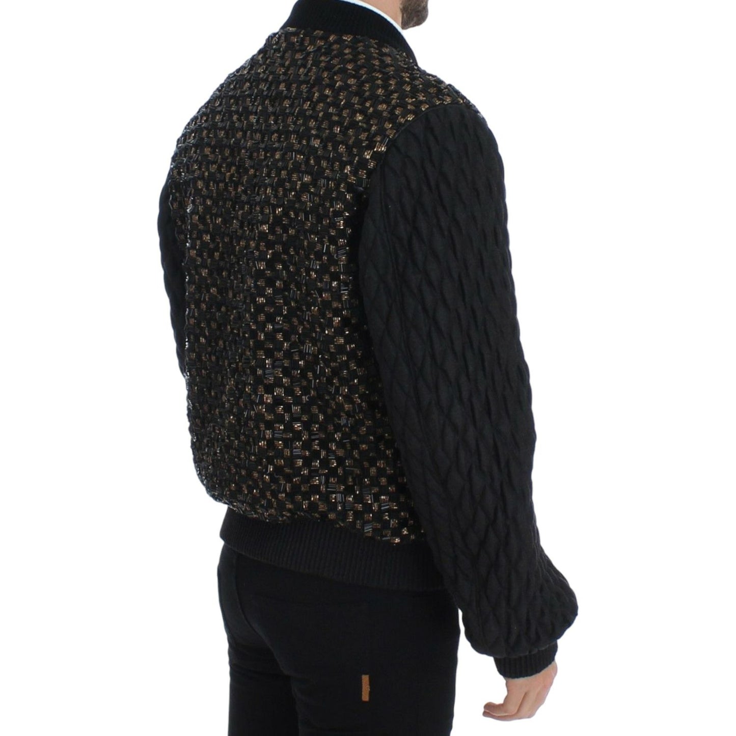 Dolce & Gabbana Elegant Black Sequined Designer Jacket Coats & Jackets Dolce & Gabbana Black
