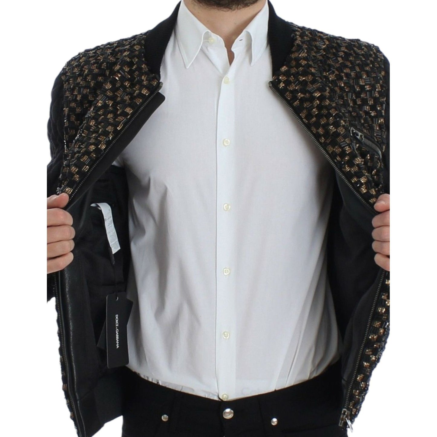 Dolce & Gabbana Elegant Black Sequined Designer Jacket Coats & Jackets Dolce & Gabbana Light Gray