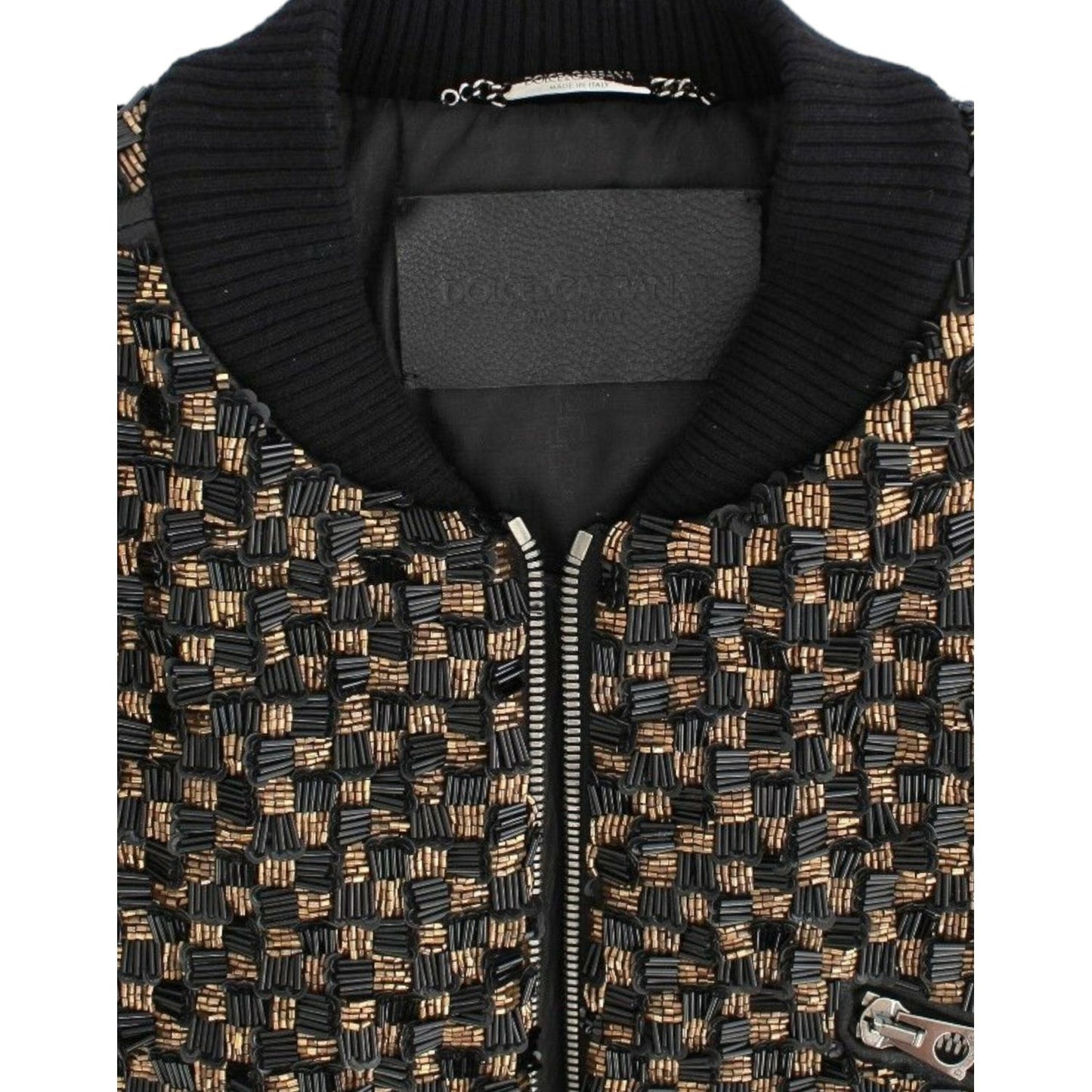 Dolce & Gabbana Elegant Black Sequined Designer Jacket Coats & Jackets Dolce & Gabbana Dark Slate Gray