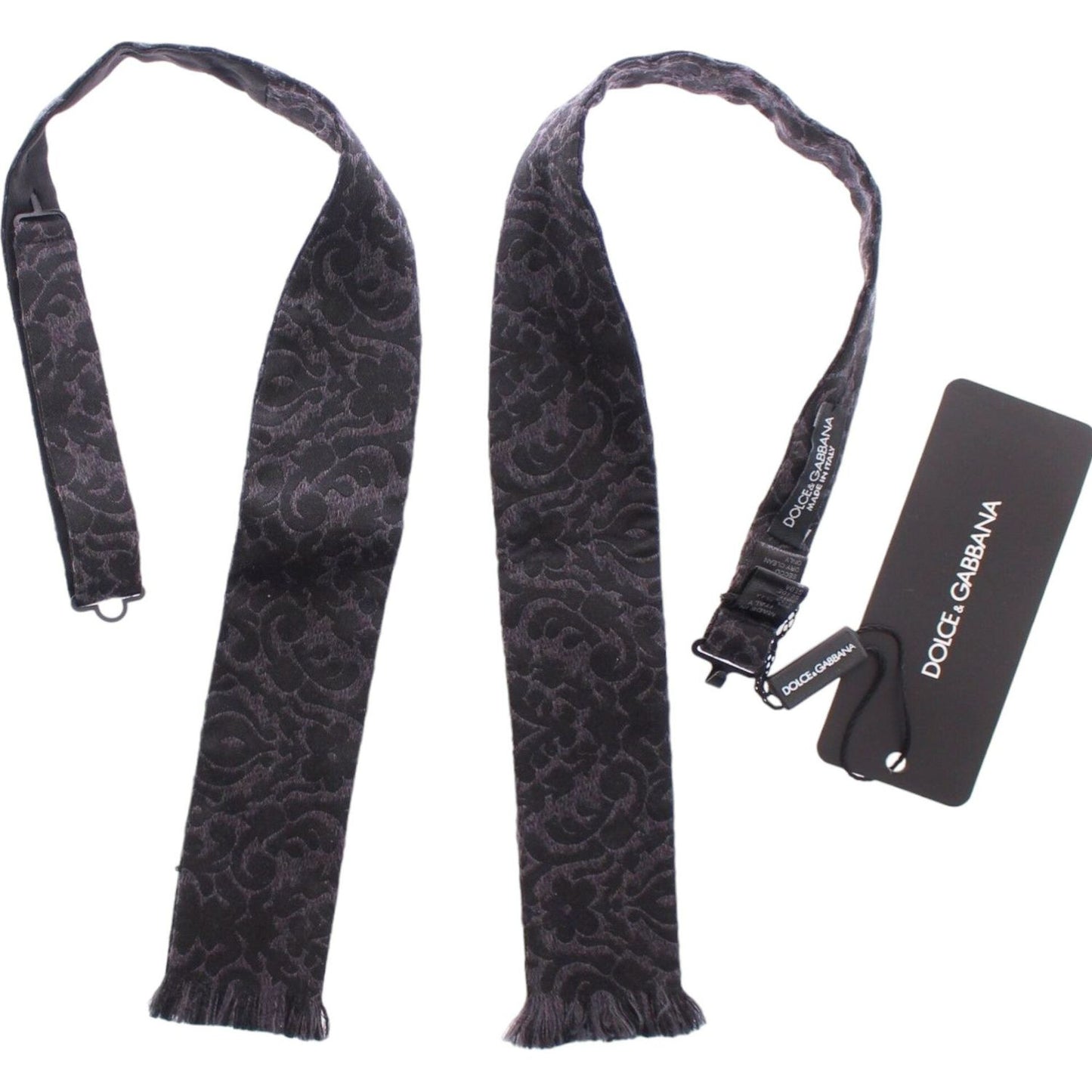 Dolce & Gabbana Elegant Black Paisley Silk-Wool Blend Bow Tie Bow Tie Dolce & Gabbana Dark Slate Gray