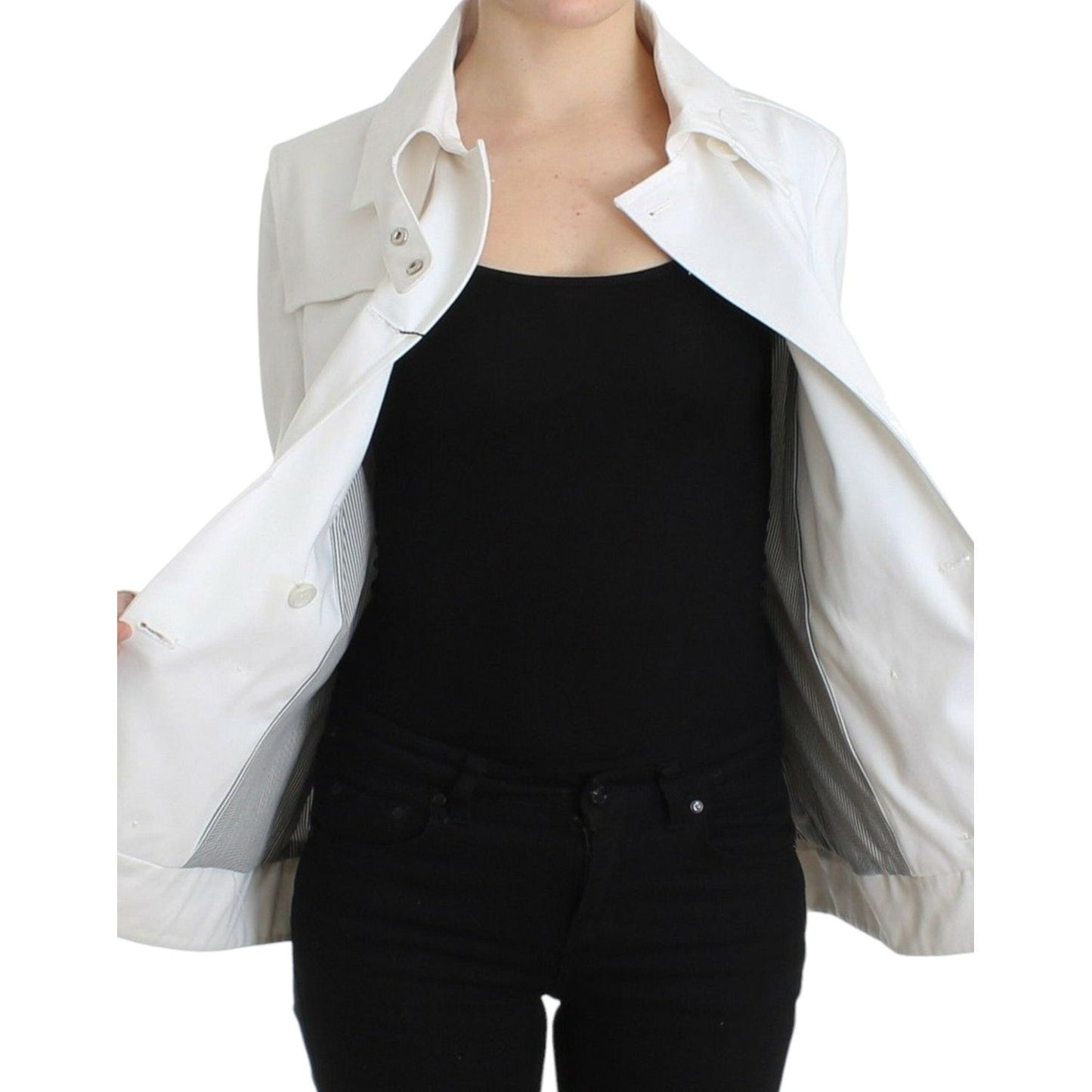 GF Ferre Chic Double Breasted Cotton Jacket Coats & Jackets GF Ferre Light Gray