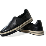 Dolce & Gabbana Black Croc Exotic Leather Sneakers Shoes MV5416-40