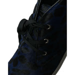 Dolce & Gabbana Blue Calfskin Leopard Mid Top Sneakers Shoes MV5435-43